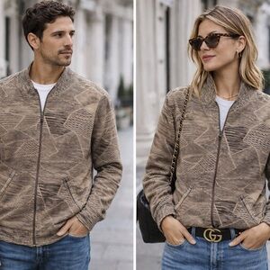 Missoni Made in Italy Textured Knit Zip Sweater Jacket Size M